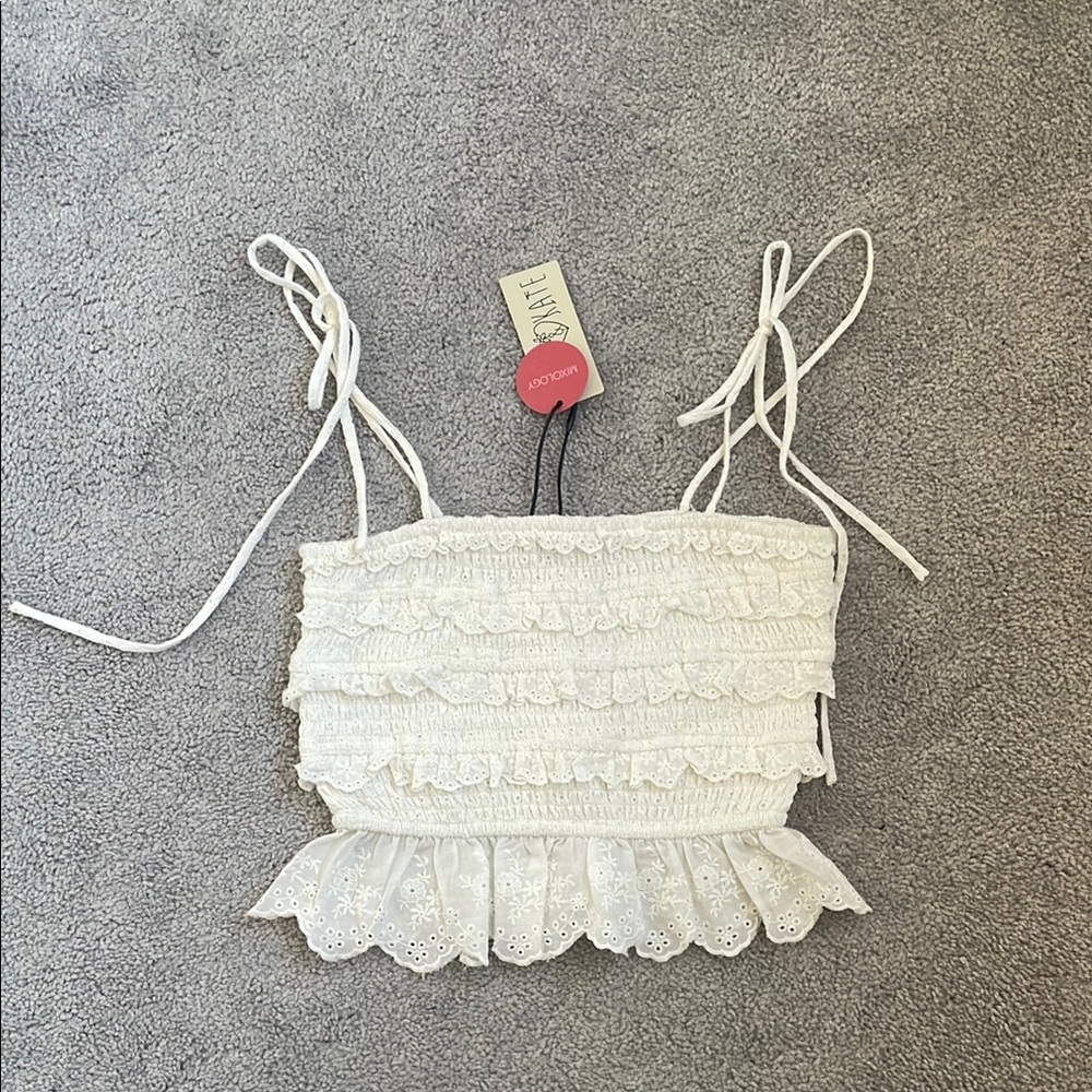 Mixology Gab & Kate Cream Ruffle Top